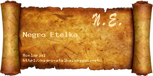 Negro Etelka névjegykártya